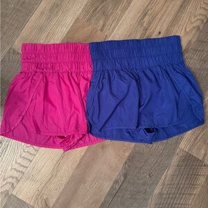Free People Hot Pink and Royal Blue The Way Home Run Shorts - Pair